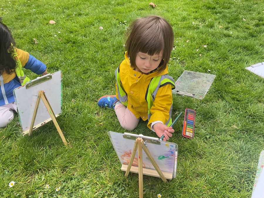 Painting outdoors - April - toddlers